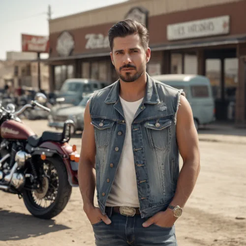 Mens Denim Vest Model