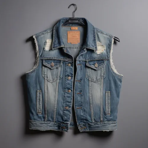 Men's Distressed Denim Vest