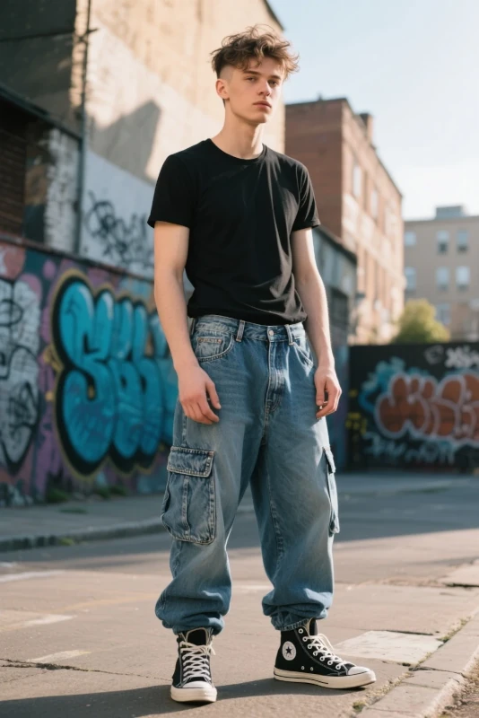 Mens Baggy Cargo Jeans