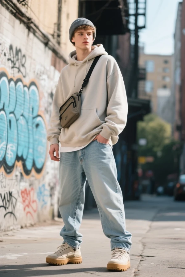 Men's Baggy Jeans Streetwear Outfit